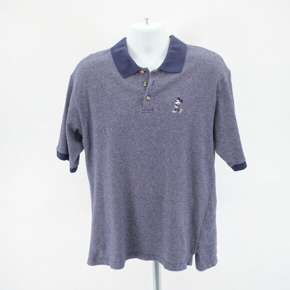 Walt Disney World Knit Blue‎ Polo Shirt Large Mickey Mouse Icon - Picture 5 of 11